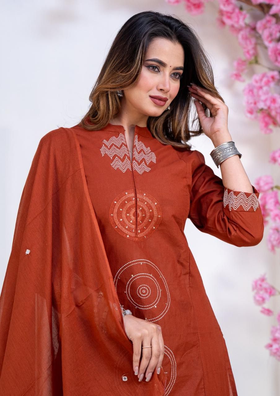 Orange vibrant floral print suit set