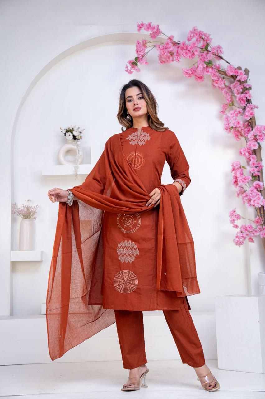 Orange vibrant floral print suit set