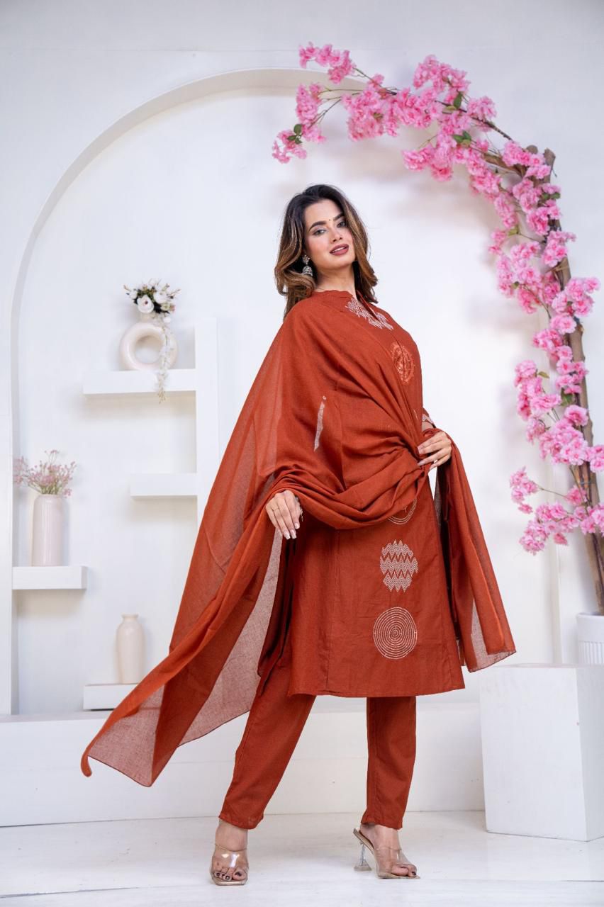 Orange vibrant floral print suit set