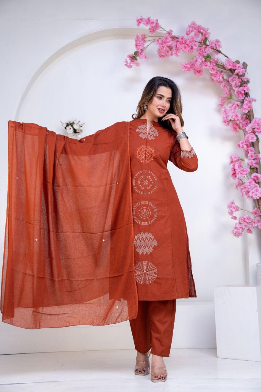 Orange vibrant floral print suit set