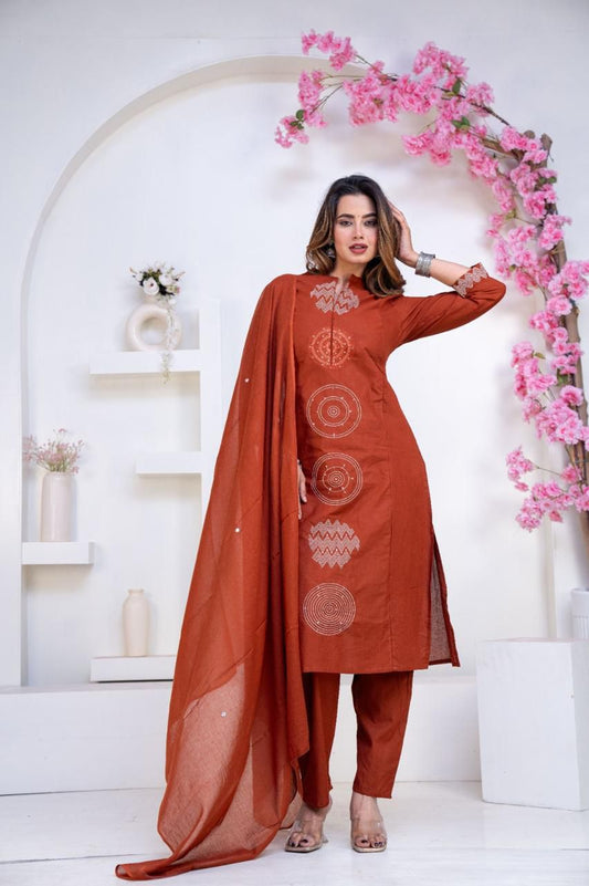 Orange vibrant floral print suit set