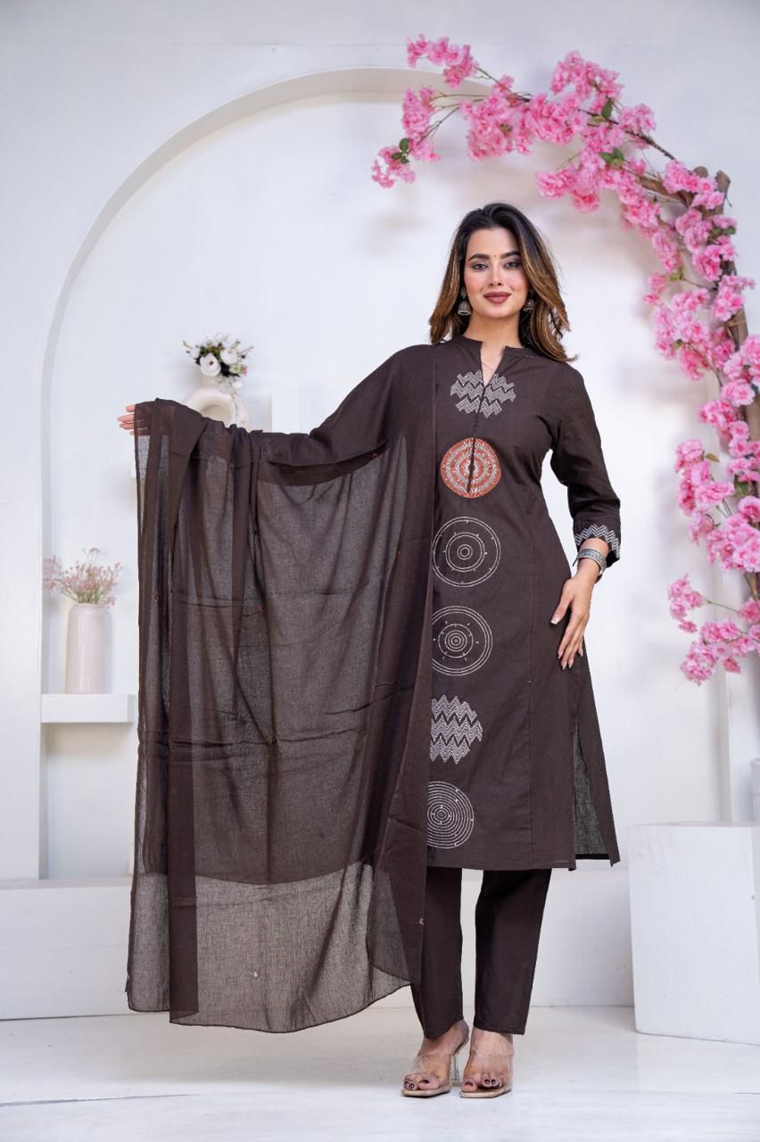 Black floral print suit set