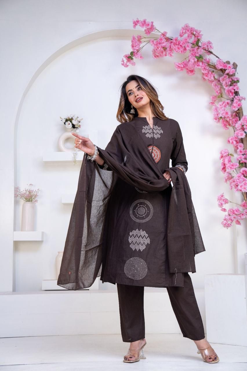 Black floral print suit set