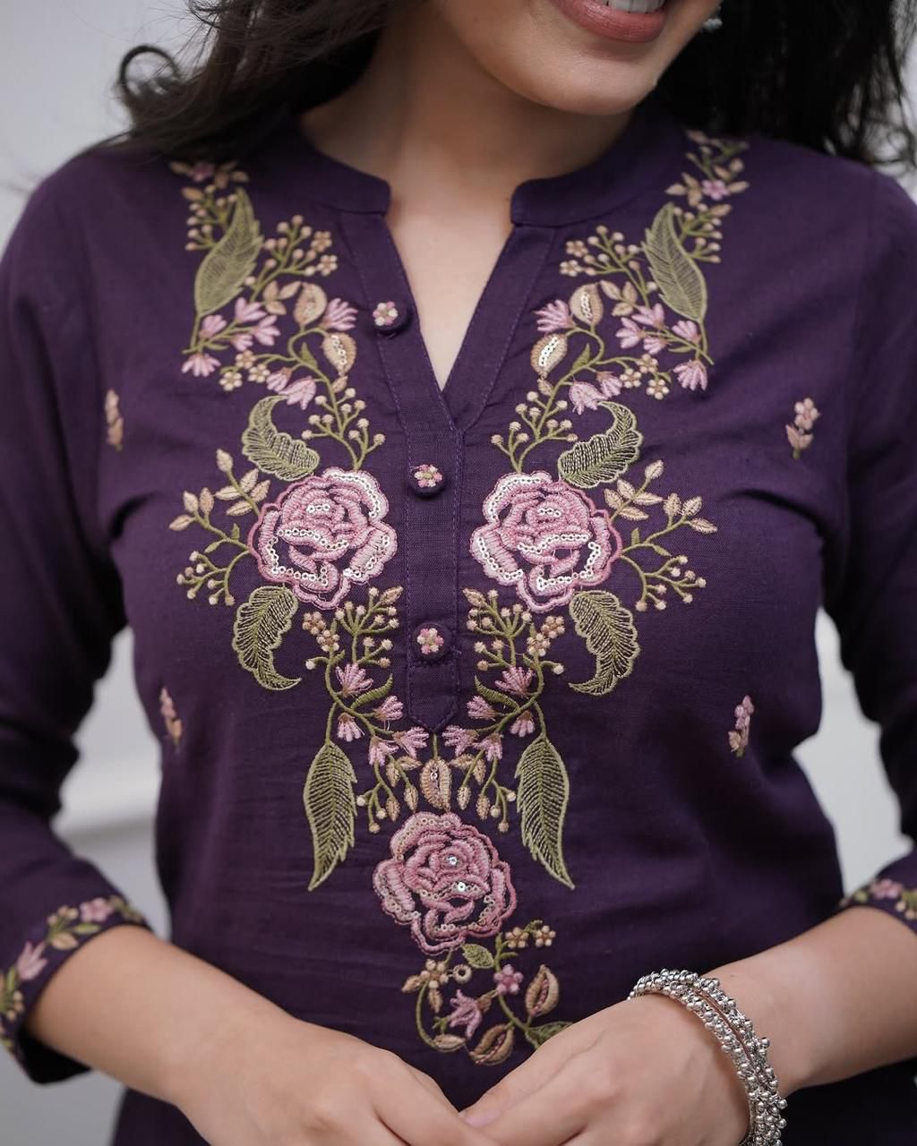 Purple Embroidery suit set