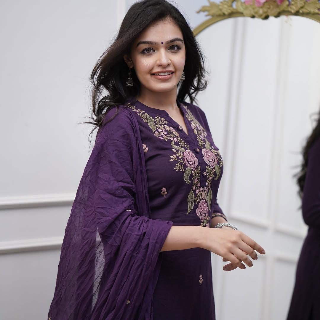 Purple Embroidery suit set