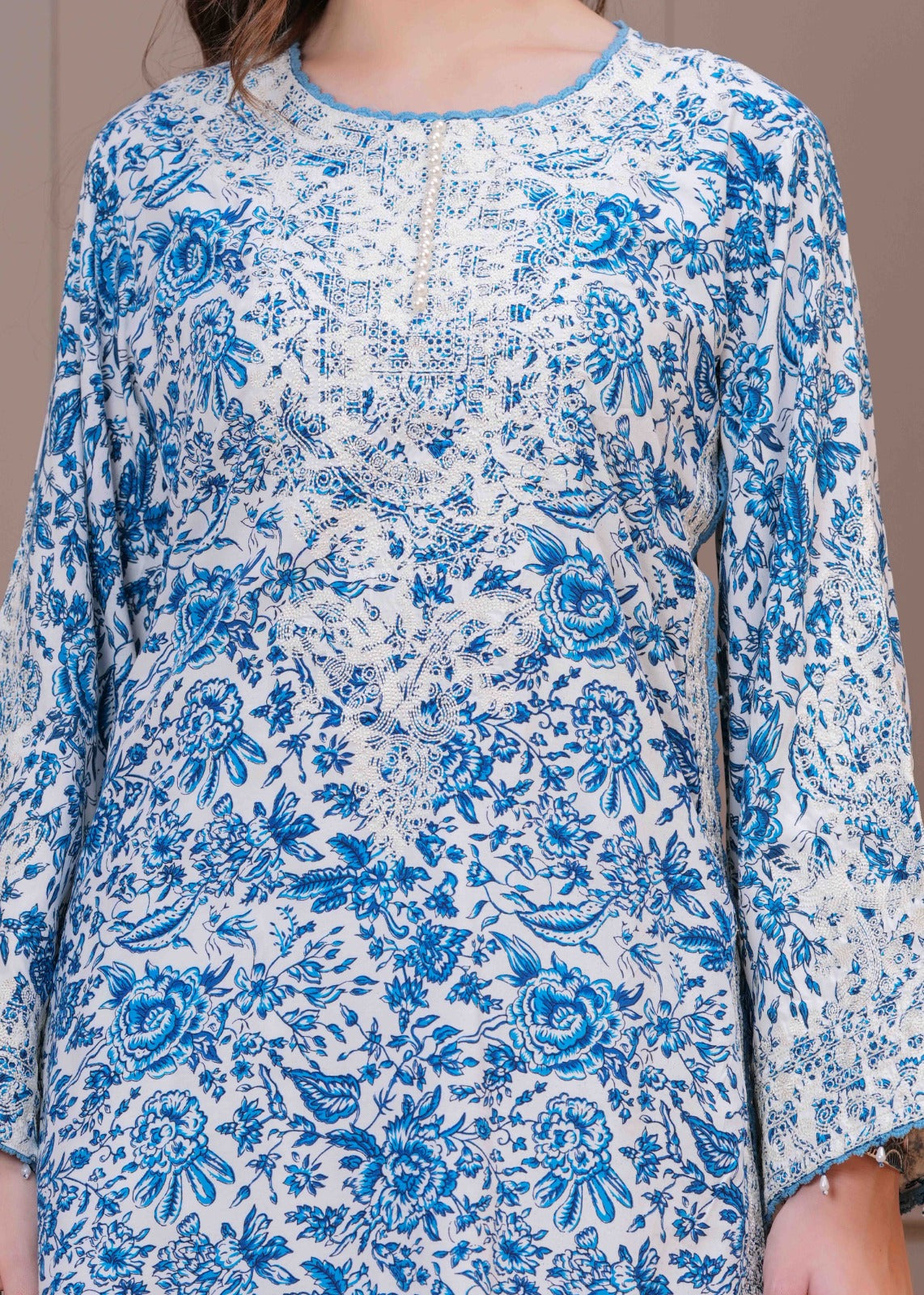 Royal Blue Floral Elegance Suit Set