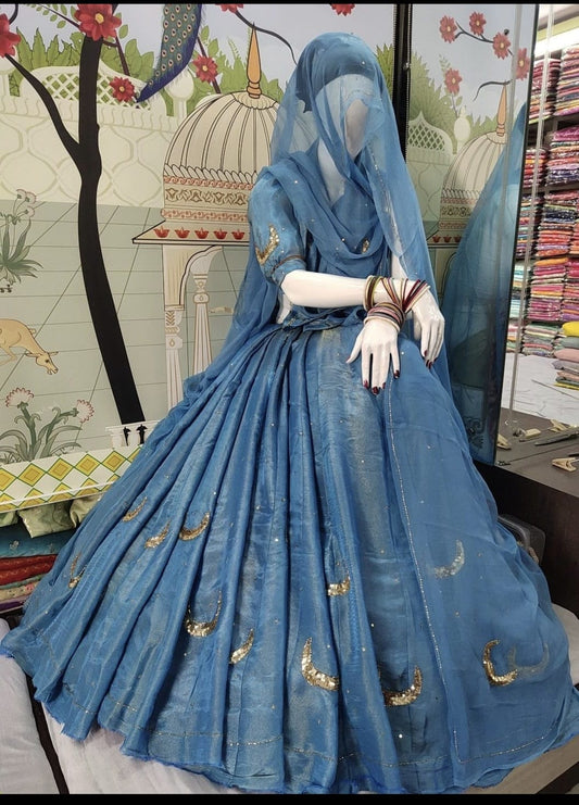 Chand Tari Powder Blue Poshak (unstiched)