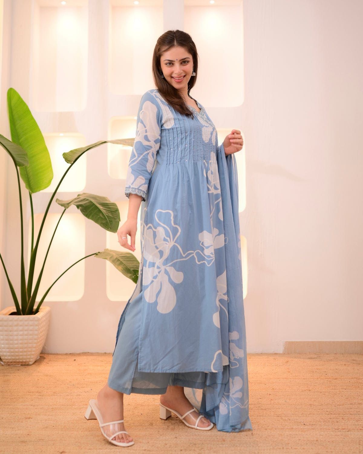 Azrak taj Grey cotton suit set