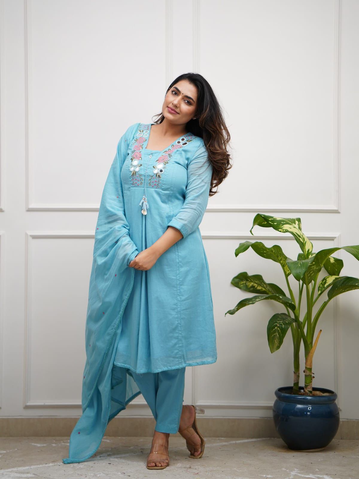Sky Blue Abstract Cotton set