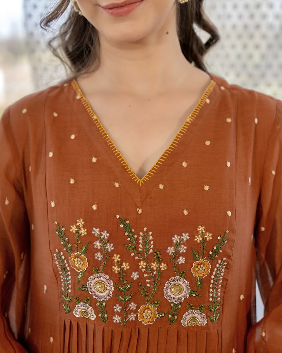 Gorgeous Copper Anarkali Kurta Set