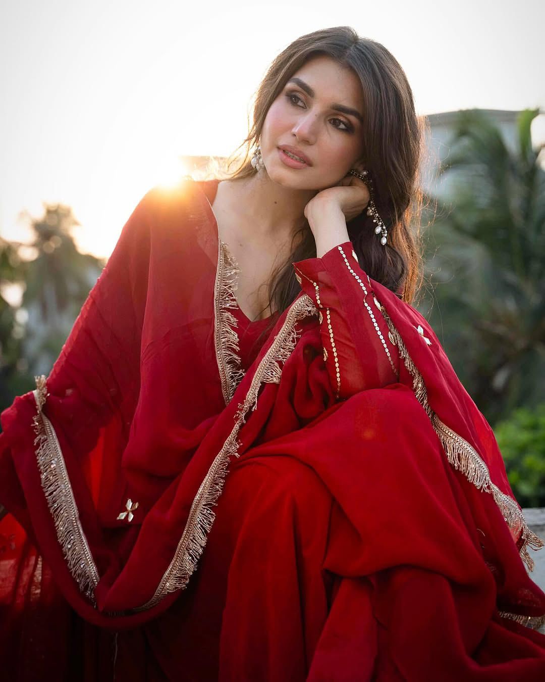 Red Anarkali Suit Set