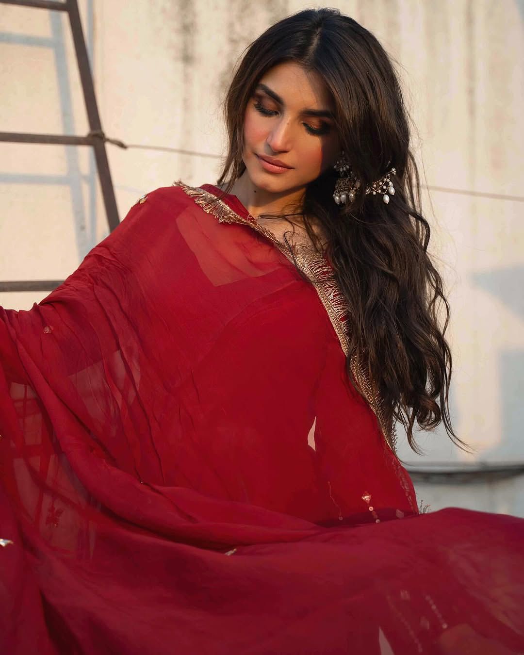 Red Anarkali Suit Set