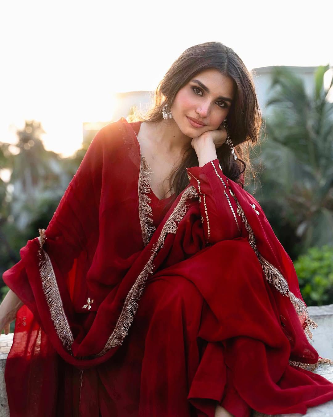 Red Anarkali Suit Set