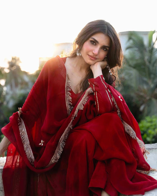 Red Anarkali Suit Set