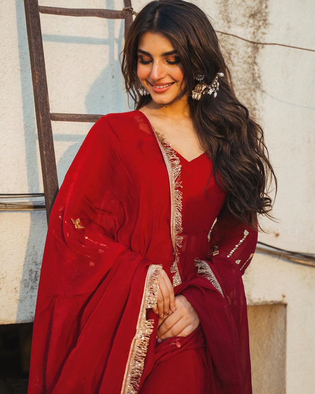 Red Anarkali Suit Set