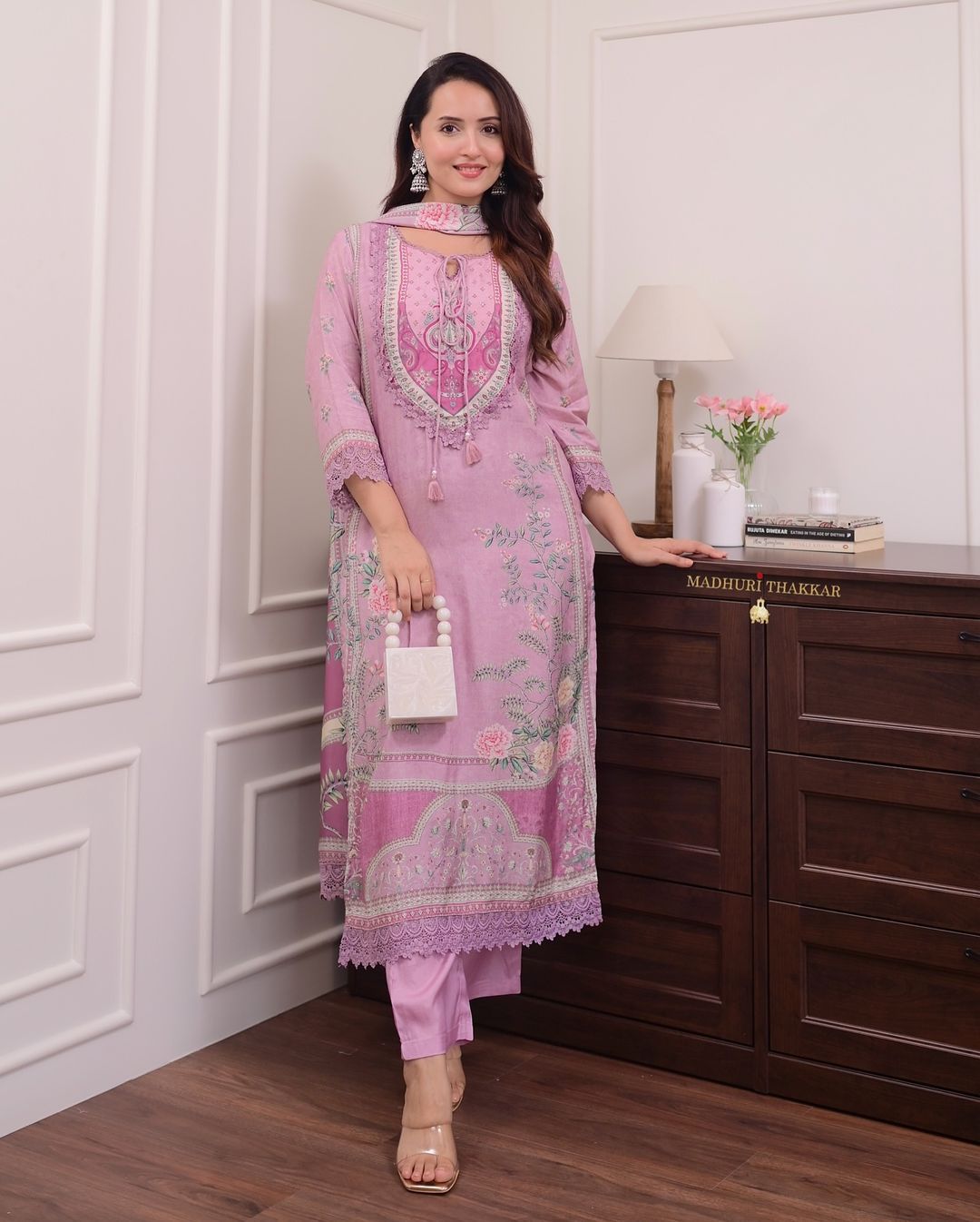 Lilac Muslin Pakistani Suit Set
