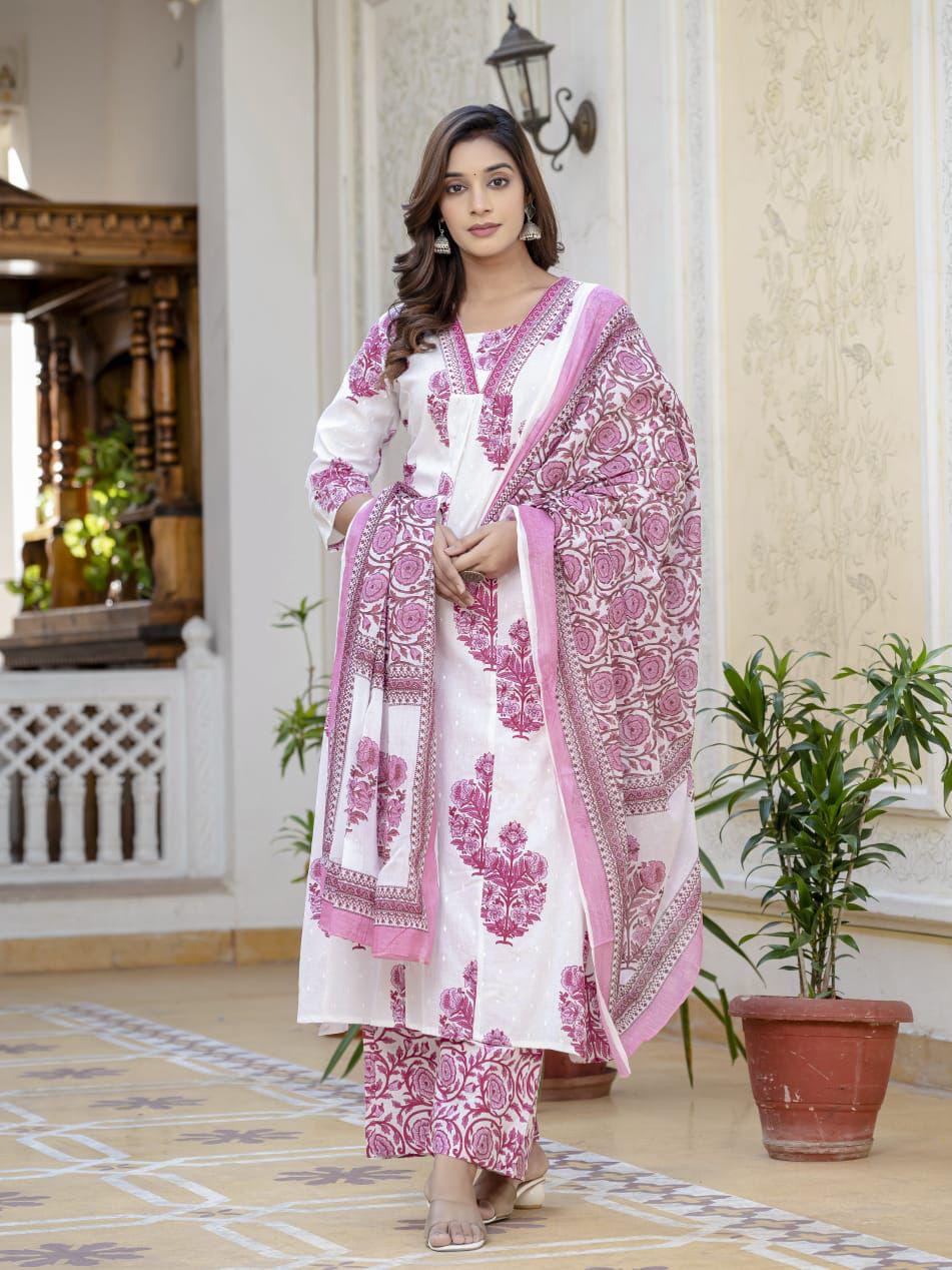 WHITE/PURPLE FLORAL SUIT SET