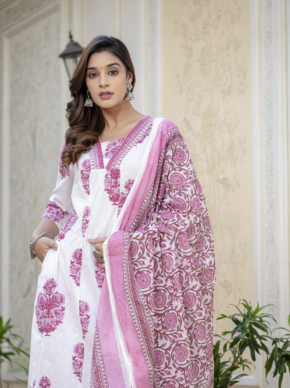 WHITE/PURPLE FLORAL SUIT SET