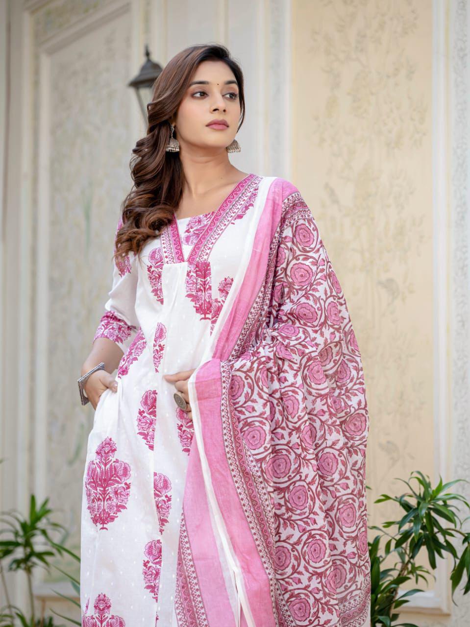 WHITE/PURPLE FLORAL SUIT SET