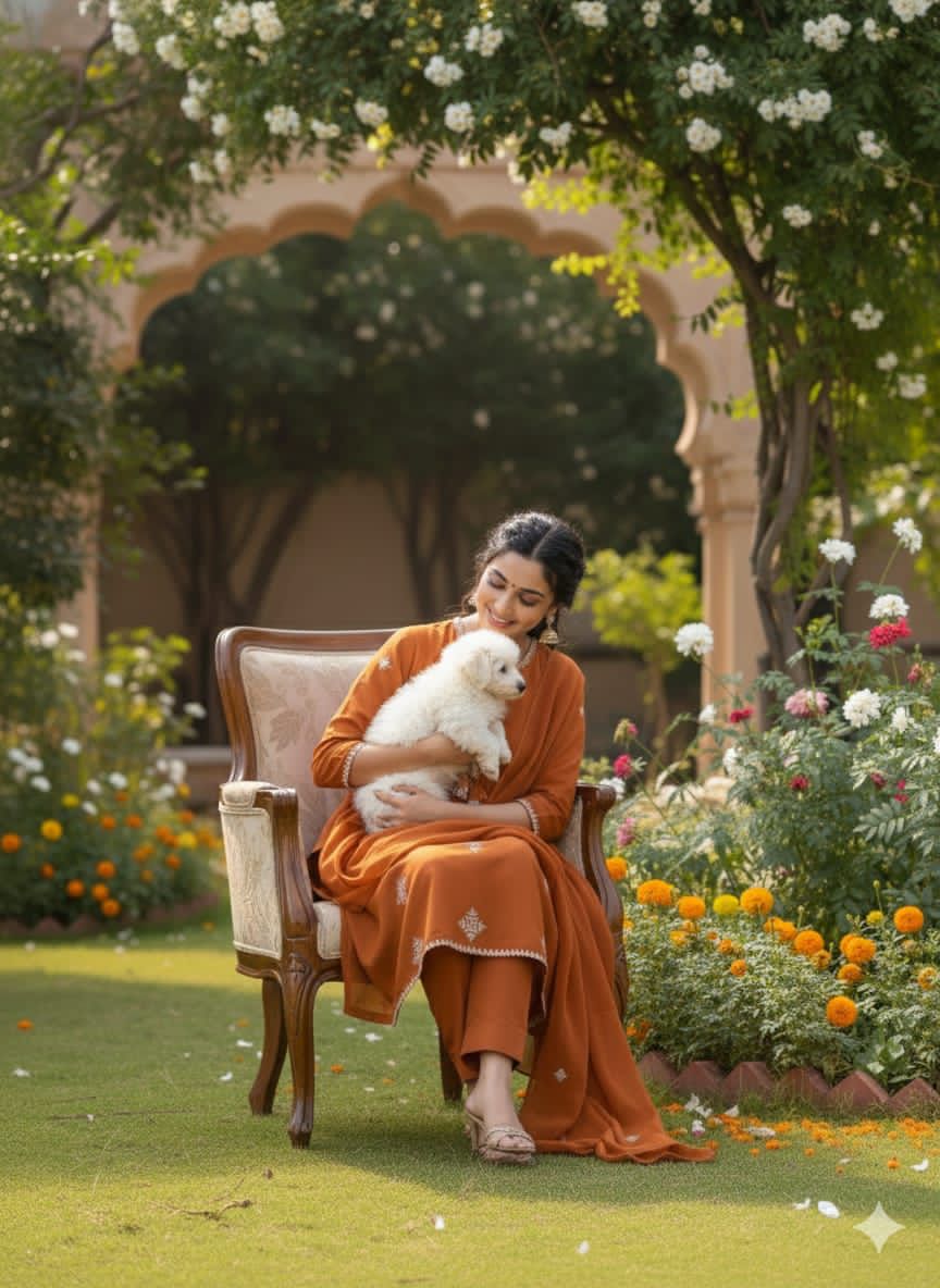 Kasuti Copper Threadwork Kurta Set