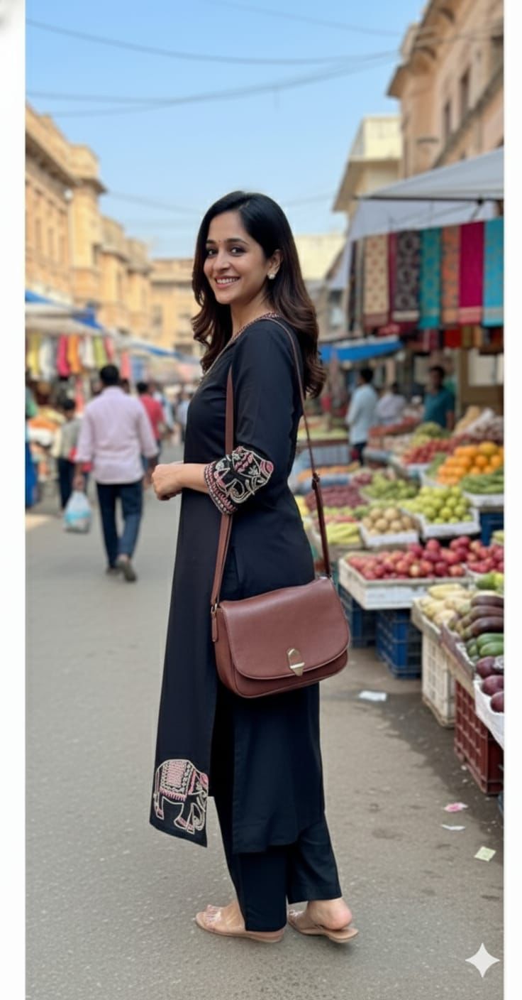 Delicate Black Cotton kurta suit