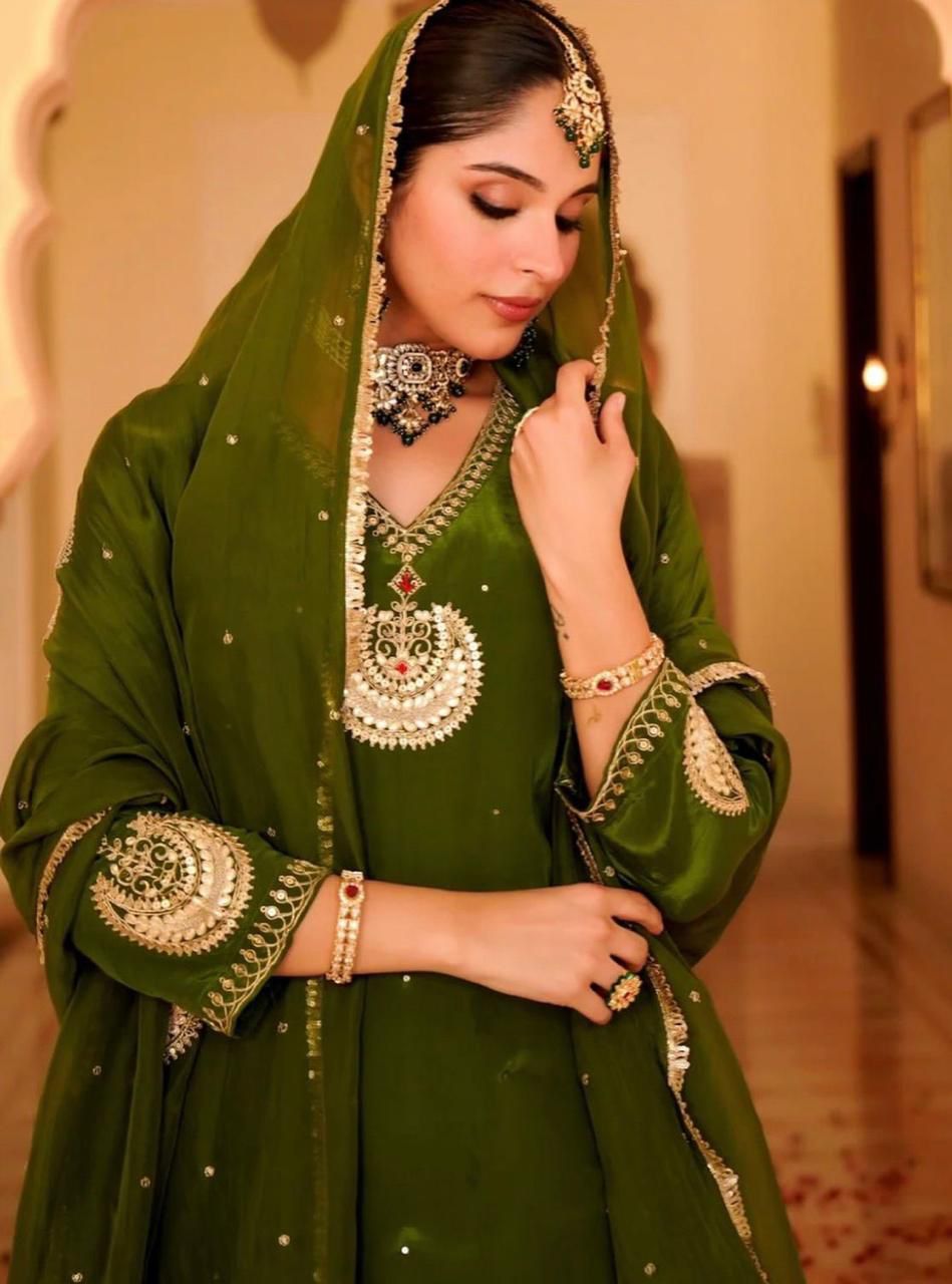 DREAMY MAHENDI  FLAIRED SUIT SET