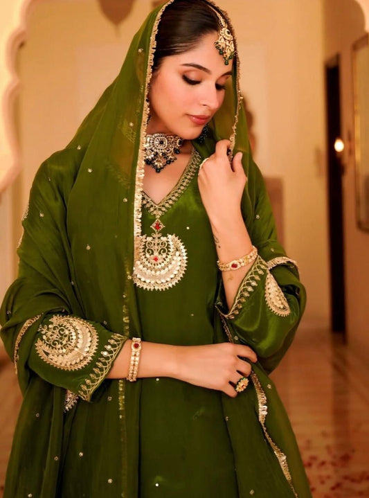 DREAMY MAHENDI  FLAIRED SUIT SET