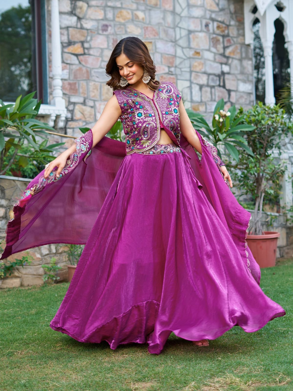 Mahira Purple Lehenga With Blouse And Dupatta