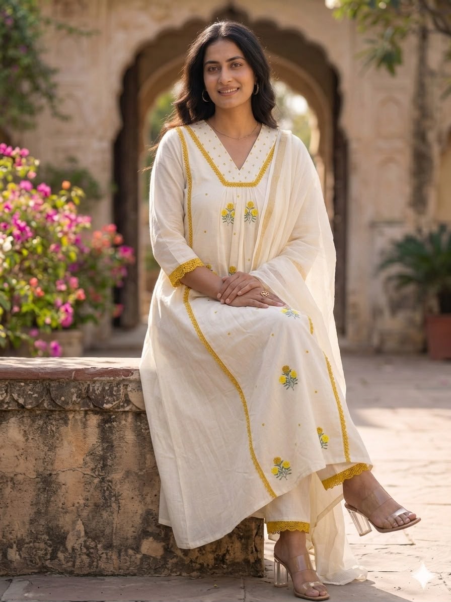 Aafreen Ivory Elegant Ethnic Set