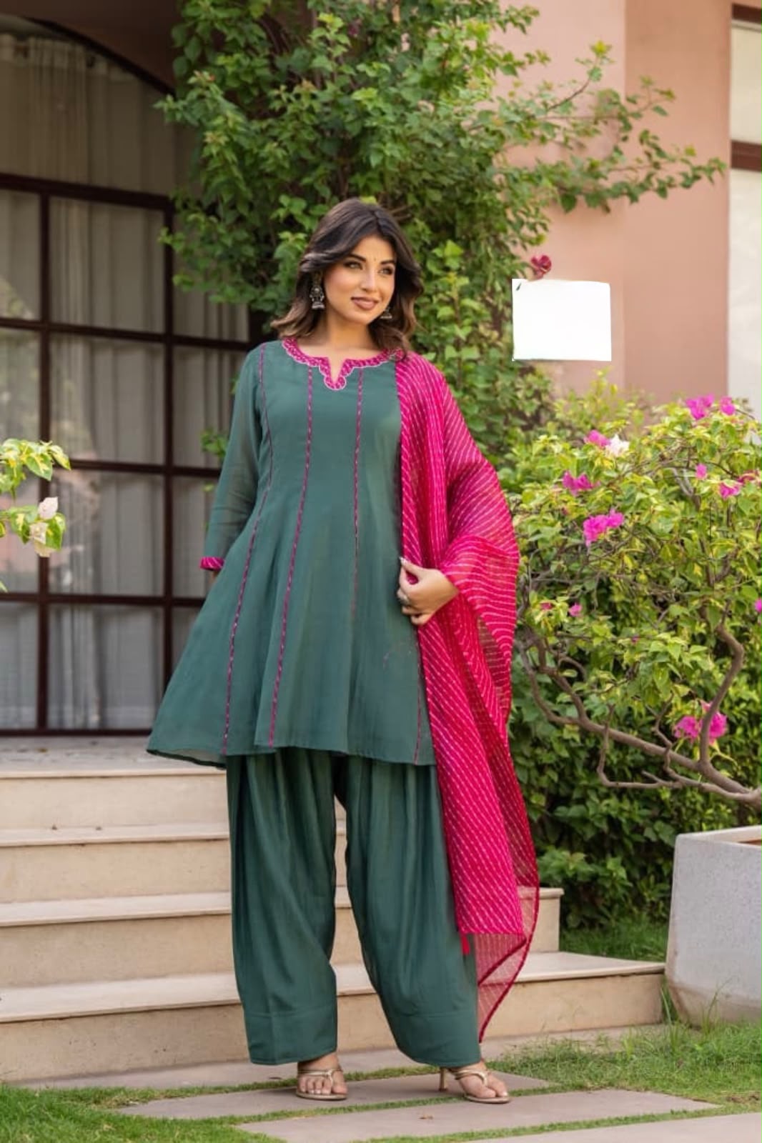 Zarika Green Embellished Kurta Pant Set
