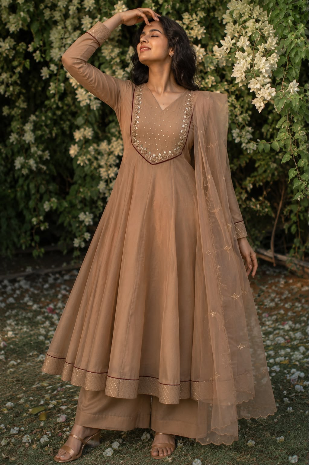 Embroidered Flared Anarkali Suit Set