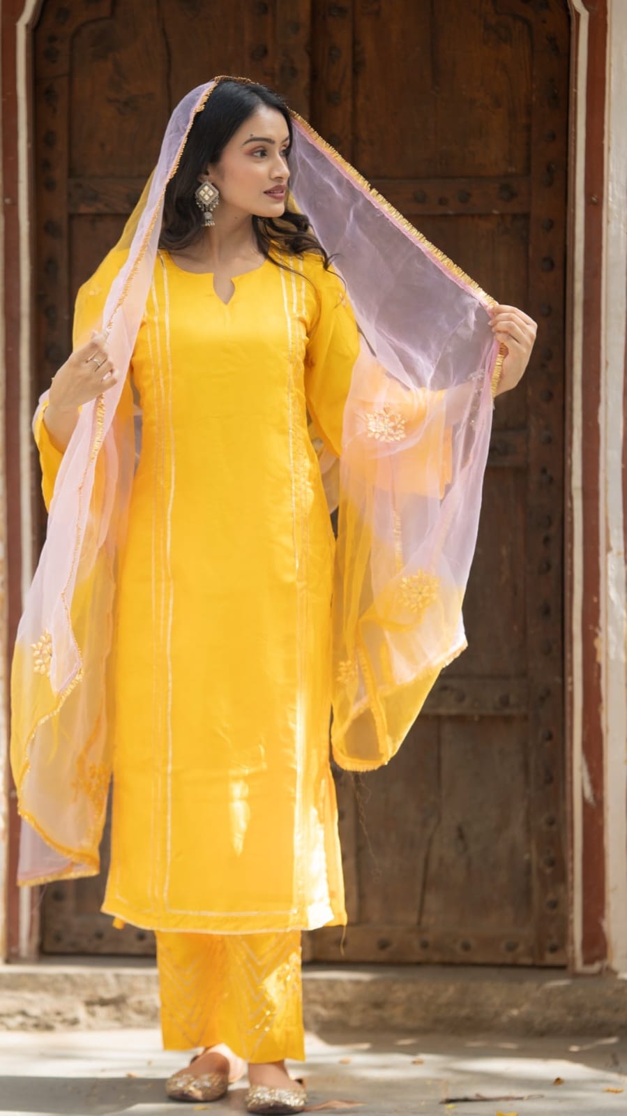 Mustard yellow kurta pant set