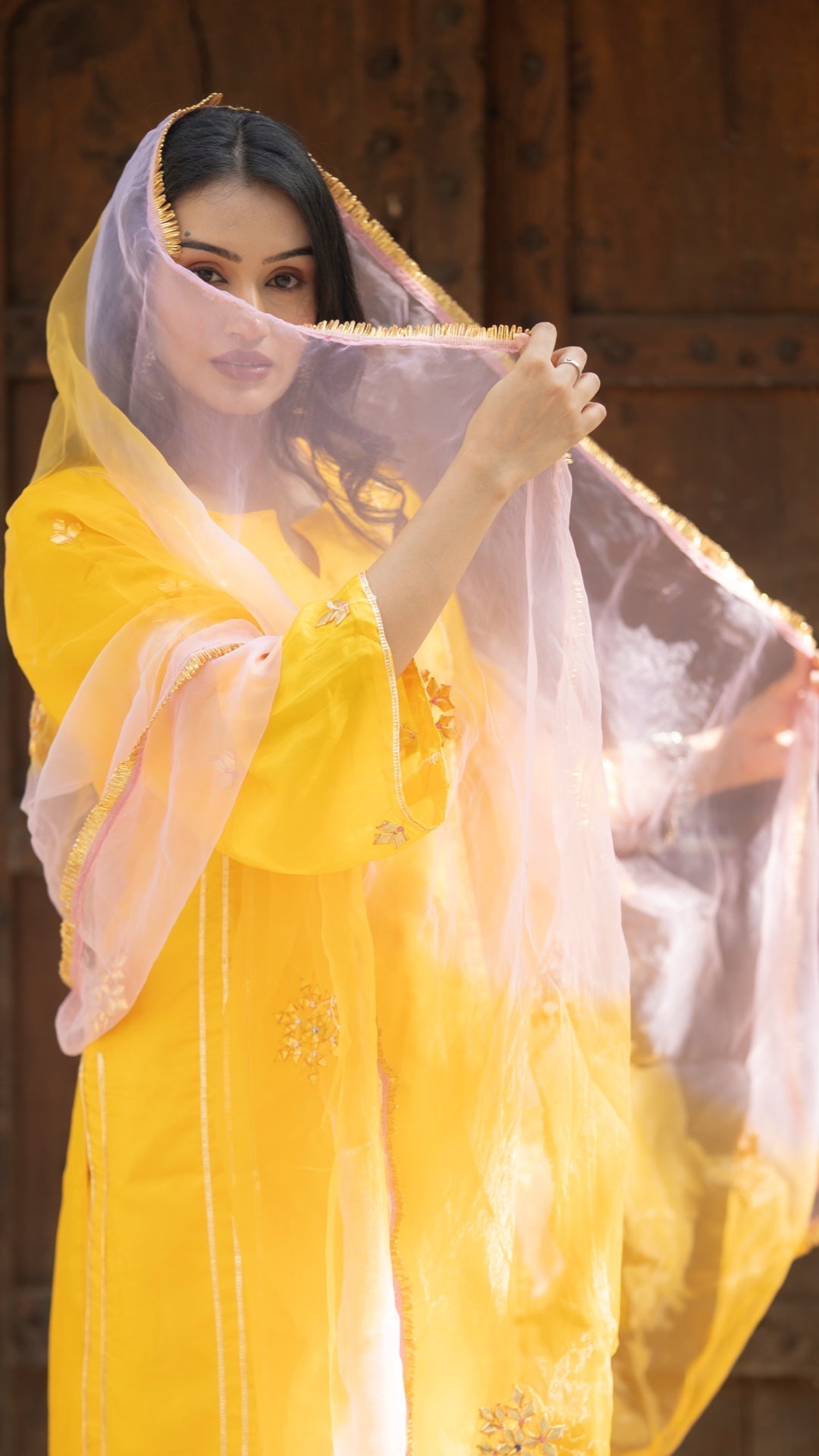 Mustard yellow kurta pant set