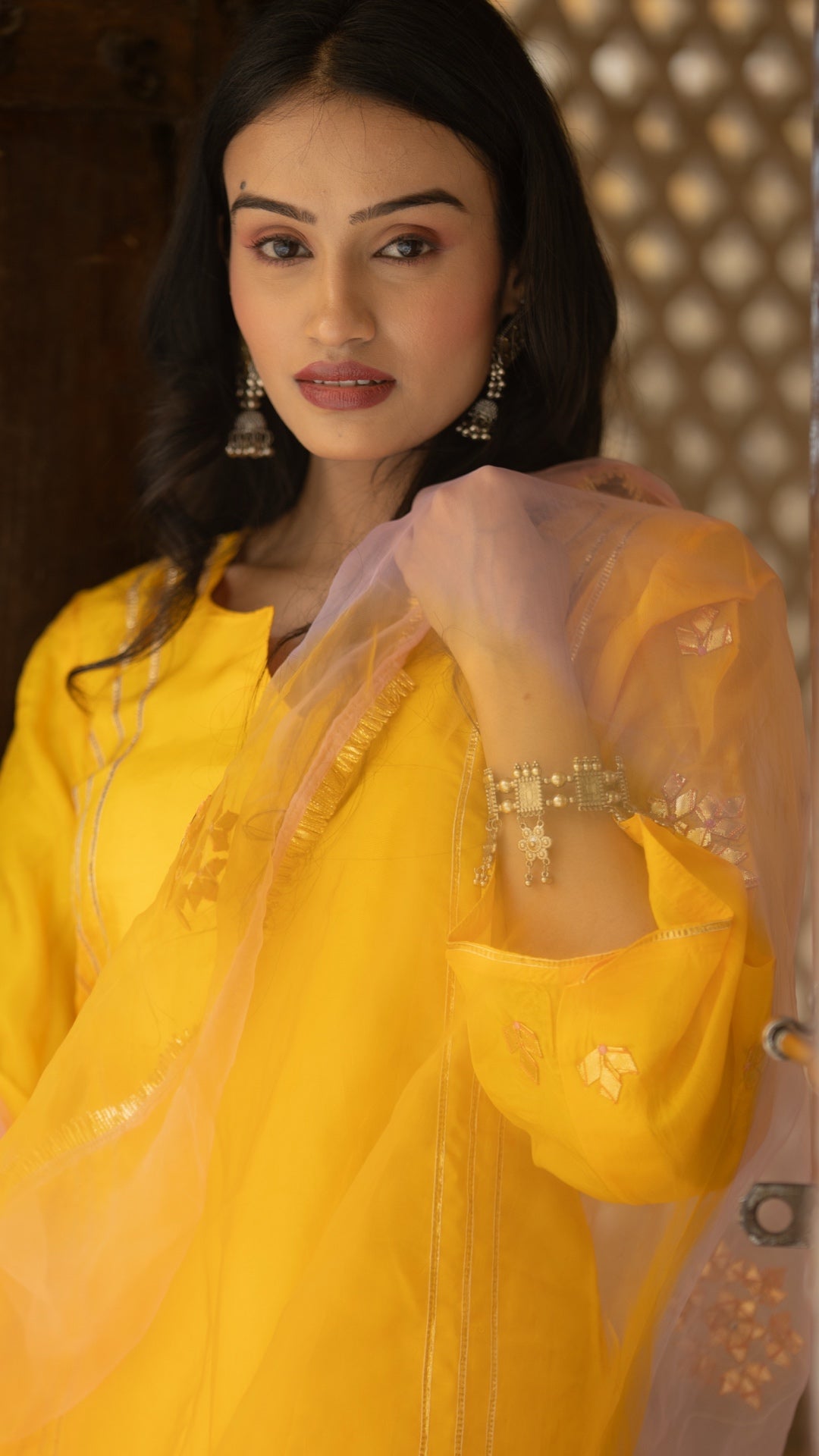 Mustard yellow kurta pant set