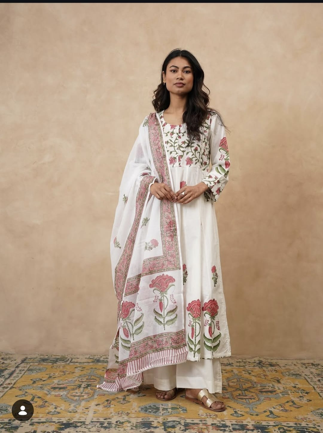 Gulnaar Bagh Ivory Anarkali Set