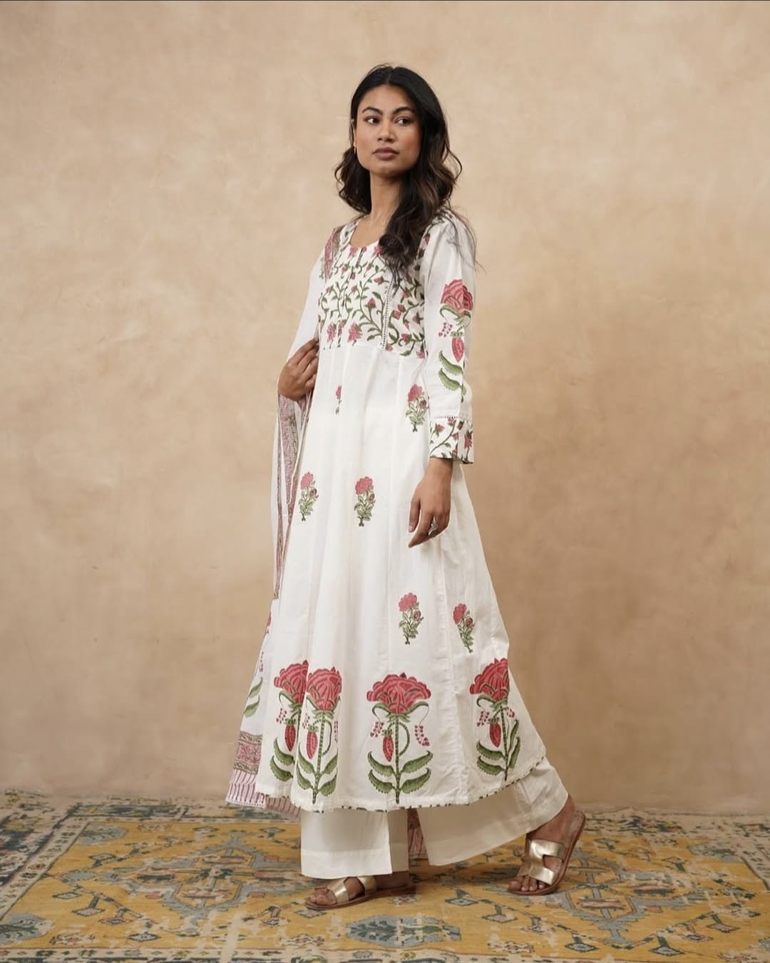 Gulnaar Bagh Ivory Anarkali Set