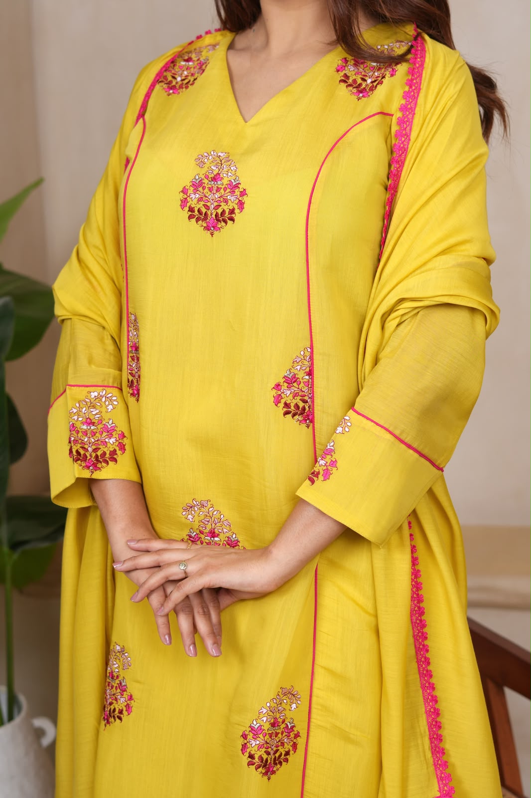 Ethnic Embroidered Straight Kurta Set withDupatta